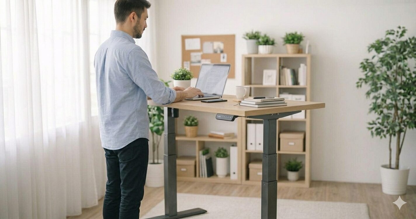 昇降デスクで作るワークスペース。座りすぎの寿命短縮を防ぐ仕事場